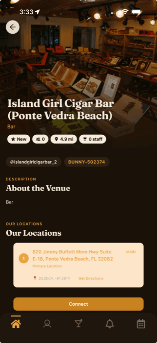 Island Girl Cigar Bar's venue profile in the Bar Bunny app